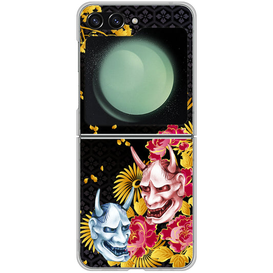 Galaxy Z Flip5 SC-54D docomo 高画質仕上げ 背面印刷 ハードケース 【1024 般若と牡丹2】