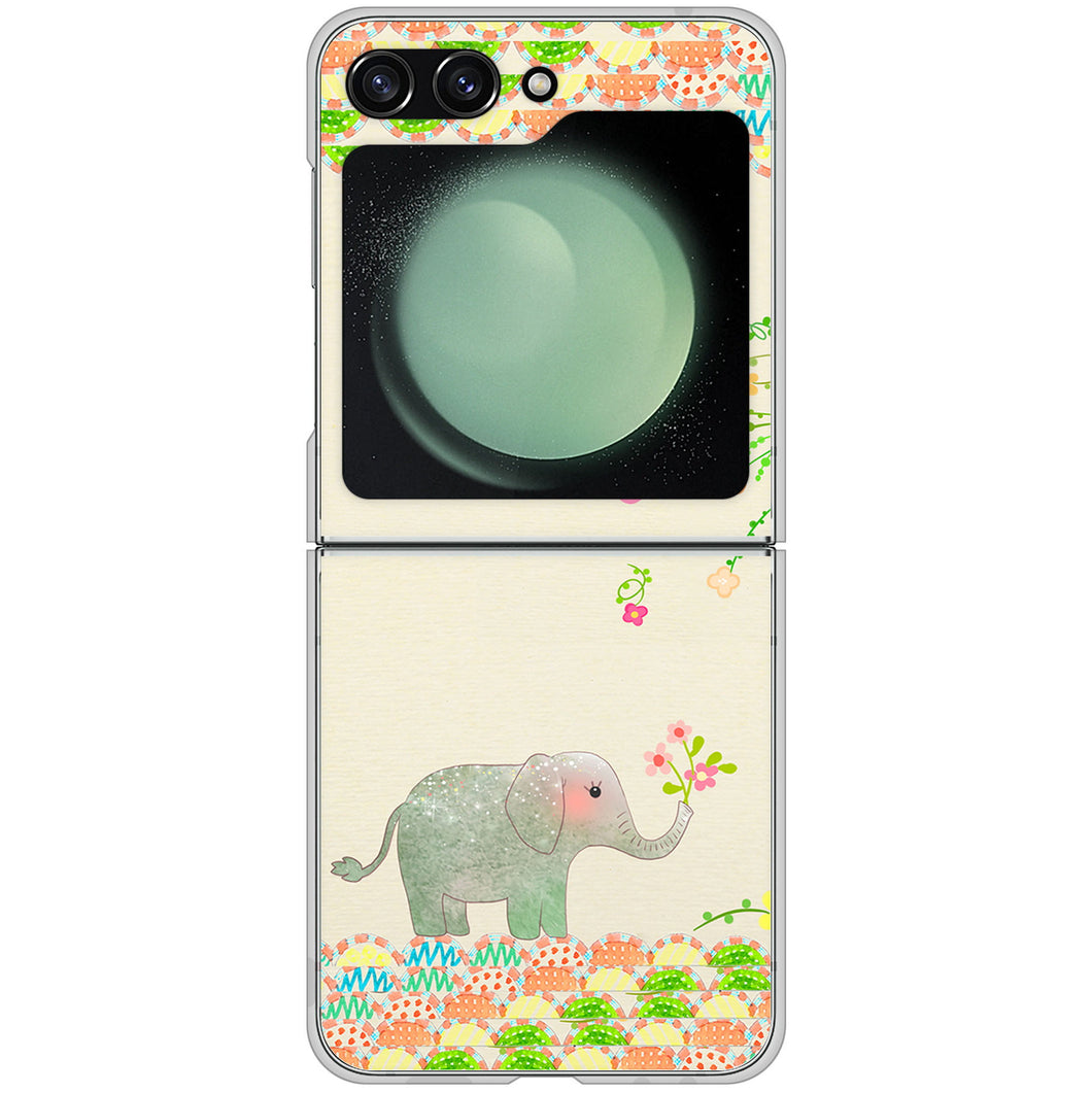 Galaxy Z Flip5 SC-54D docomo 高画質仕上げ 背面印刷 ハードケース 【1039 お散歩ゾウさん】