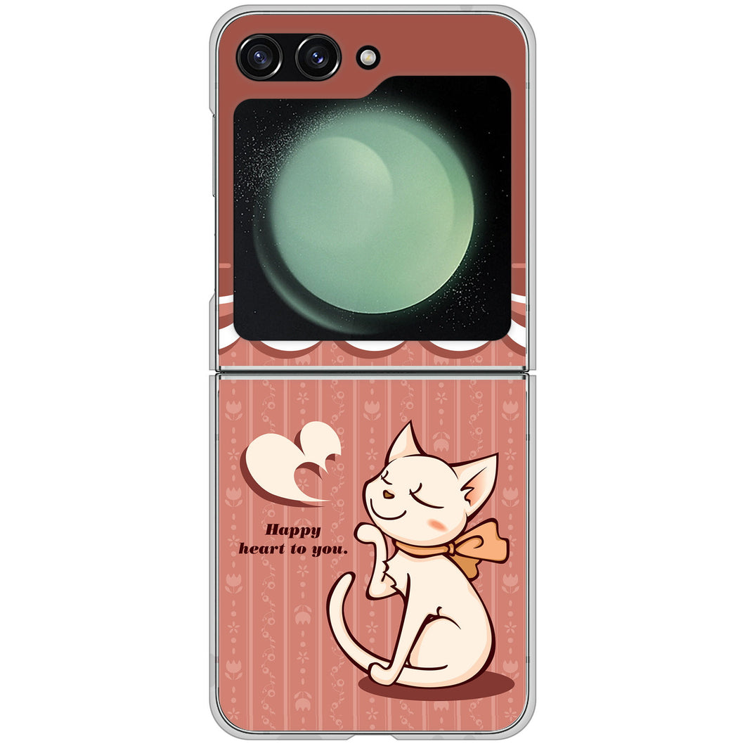 Galaxy Z Flip5 SC-54D docomo 高画質仕上げ 背面印刷 ハードケース 【1102 ネコの投げキッス】