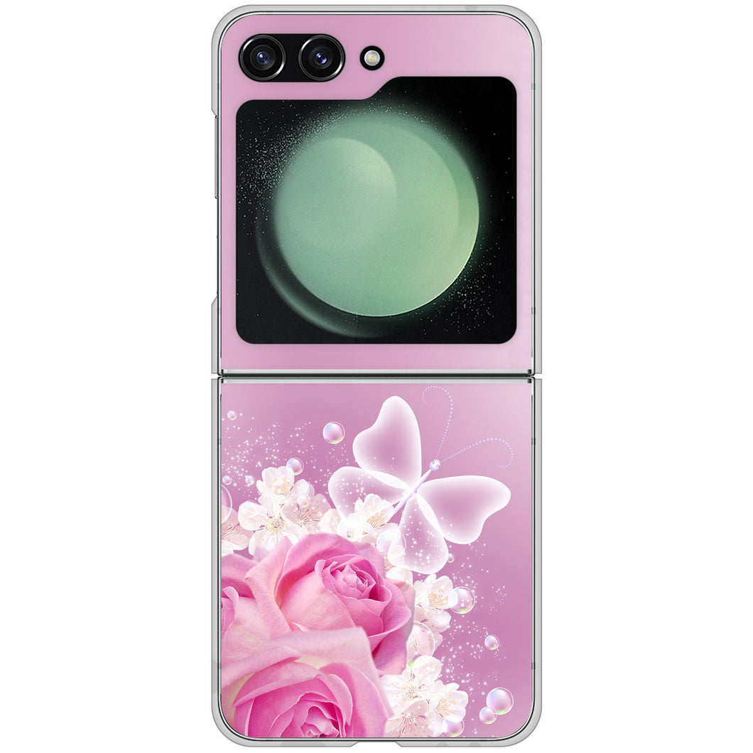Galaxy Z Flip5 SC-54D docomo 高画質仕上げ 背面印刷 ハードケースロマンチックなバラ