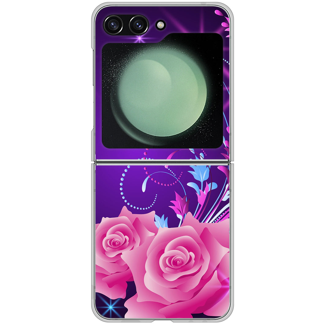 Galaxy Z Flip5 SC-54D docomo 高画質仕上げ 背面印刷 ハードケースロマンチックなバラ