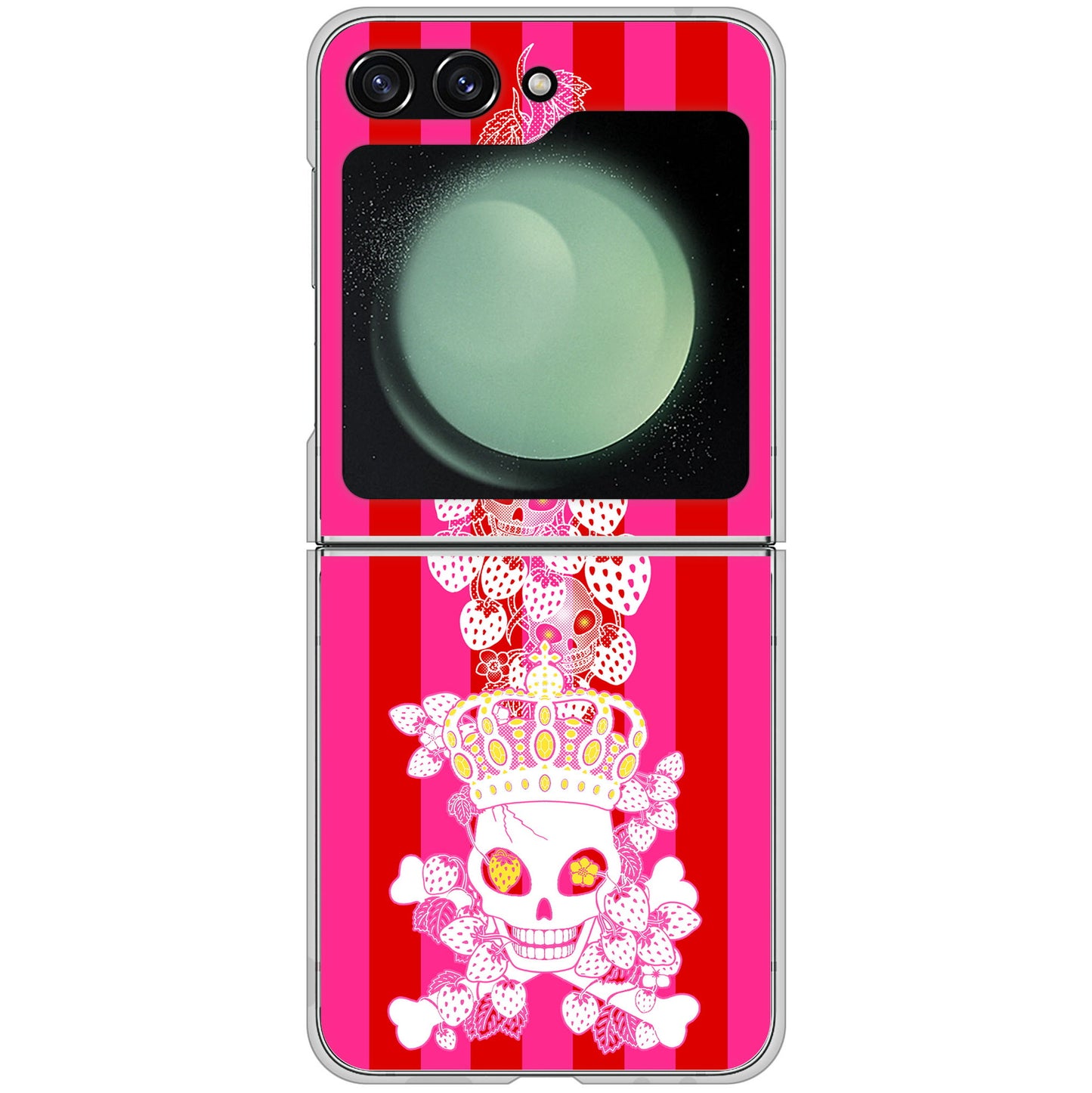 Galaxy Z Flip5 SC-54D docomo 高画質仕上げ 背面印刷 ハードケースむかいあぐる 苺骸骨王冠蔦