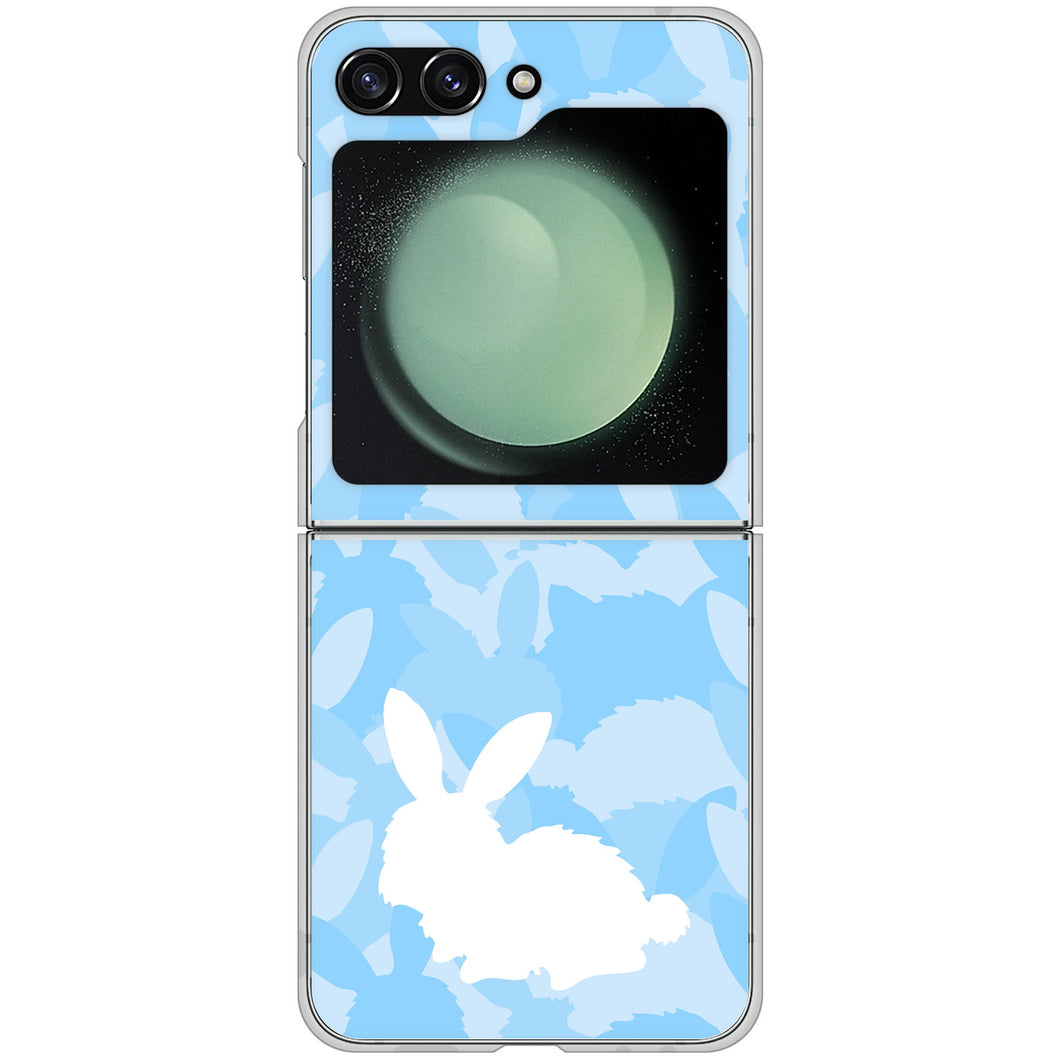 Galaxy Z Flip5 SC-54D docomo 高画質仕上げ 背面印刷 ハードケースむかいあぐる うさぎ迷彩風