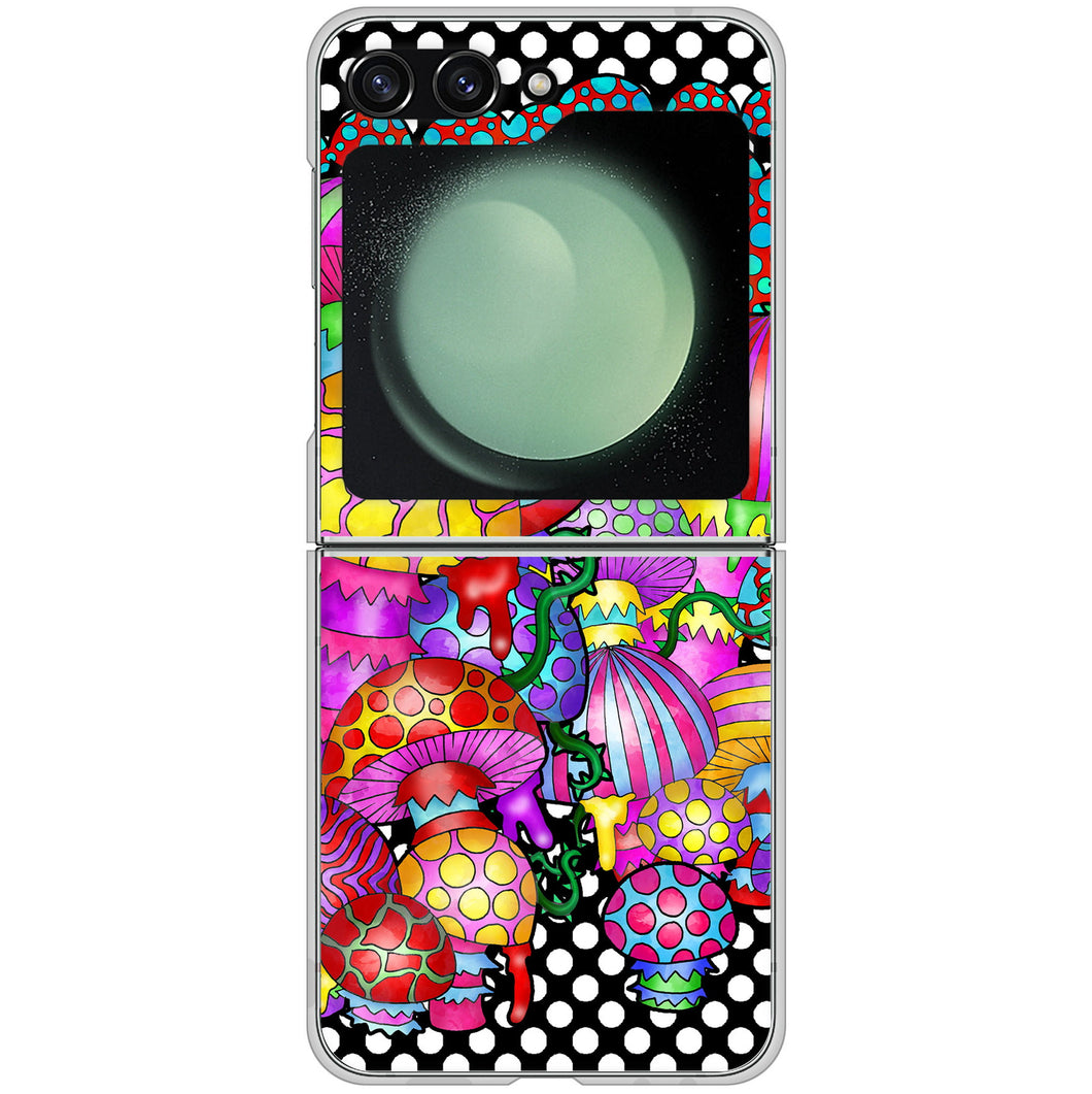 Galaxy Z Flip5 SC-54D docomo 高画質仕上げ 背面印刷 ハードケースむかいあぐる きのこ