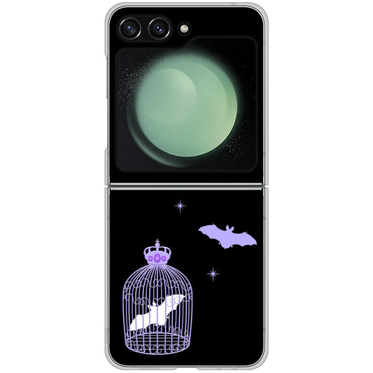 Galaxy Z Flip5 SC-54D docomo 高画質仕上げ 背面印刷 ハードケースむかいあぐる こうもりの王冠鳥かご