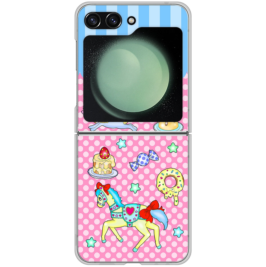 Galaxy Z Flip5 SC-54D docomo 高画質仕上げ 背面印刷 ハードケースむかいあぐる メリーゴーランド