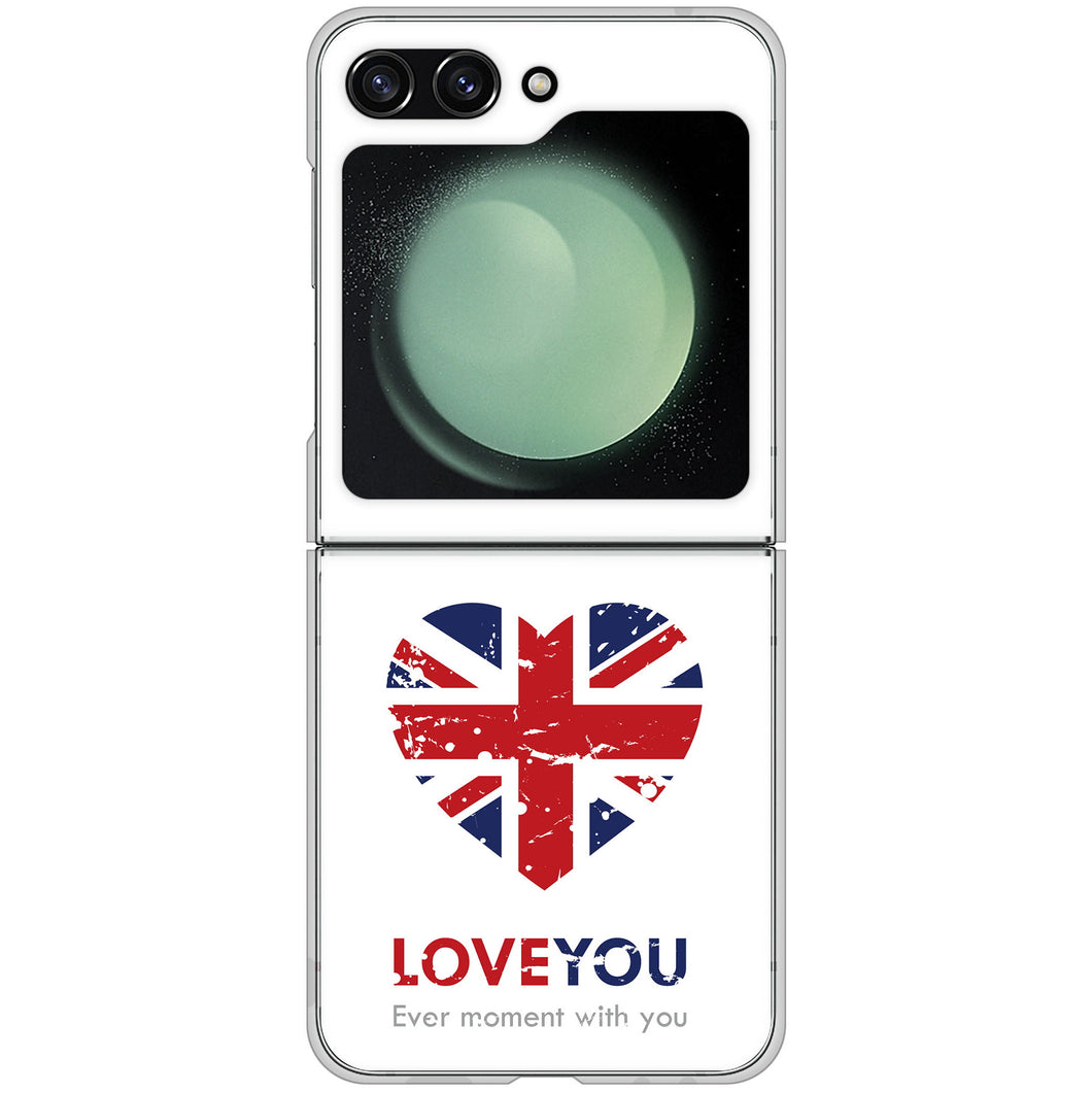 Galaxy Z Flip5 SC-54D docomo 高画質仕上げ 背面印刷 ハードケースユニオンジャックハート