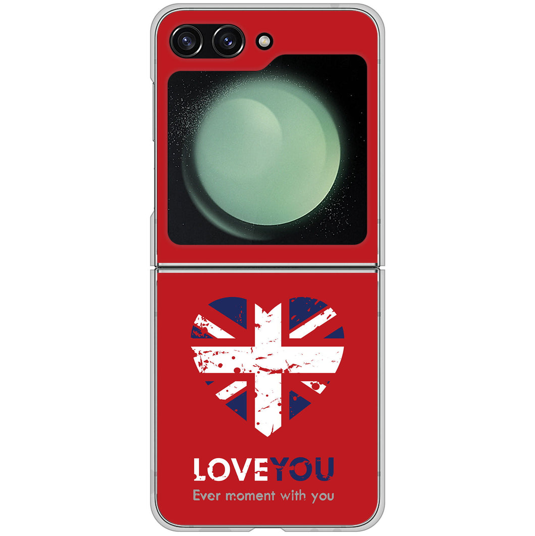 Galaxy Z Flip5 SC-54D docomo 高画質仕上げ 背面印刷 ハードケースユニオンジャックハート