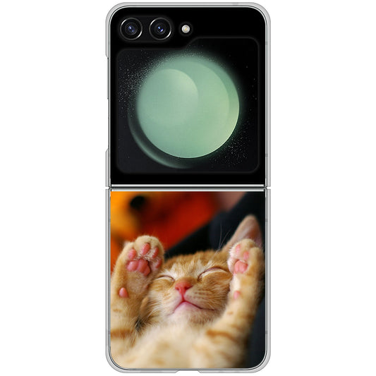 Galaxy Z Flip5 SC-54D docomo 高画質仕上げ 背面印刷 ハードケース 【VA804 爆睡するネコ】