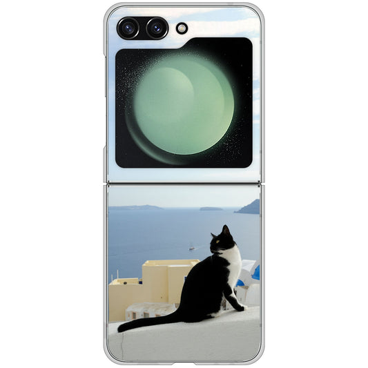 Galaxy Z Flip5 SC-54D docomo 高画質仕上げ 背面印刷 ハードケース 【VA805 ネコと地中海】