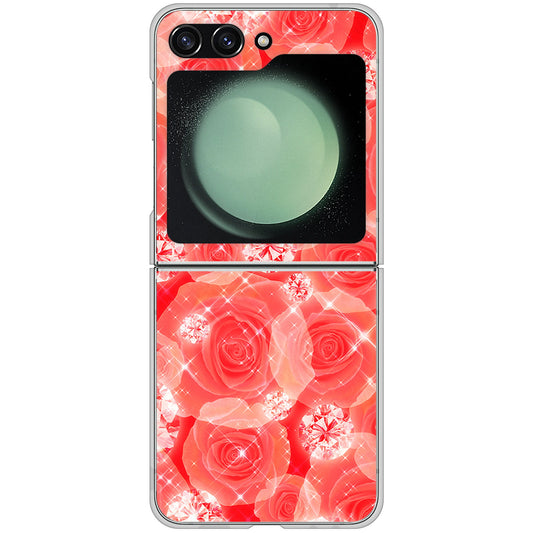 Galaxy Z Flip5 SC-54D docomo 高画質仕上げ 背面印刷 ハードケース 【VA816 ダイヤモンドとバラ】