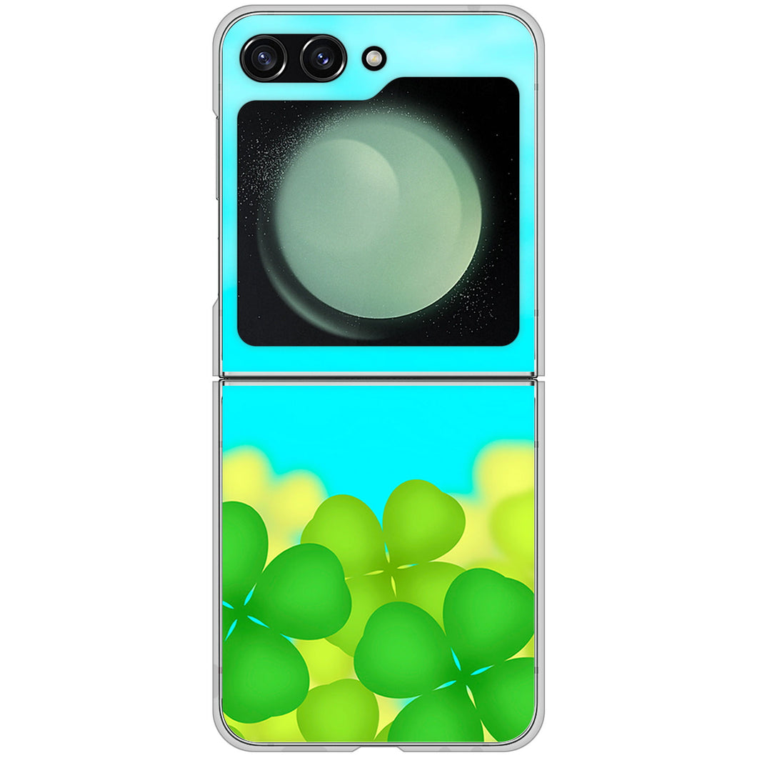 Galaxy Z Flip5 SC-54D docomo 高画質仕上げ 背面印刷 ハードケース 【VA820 四葉のクローバー畑】