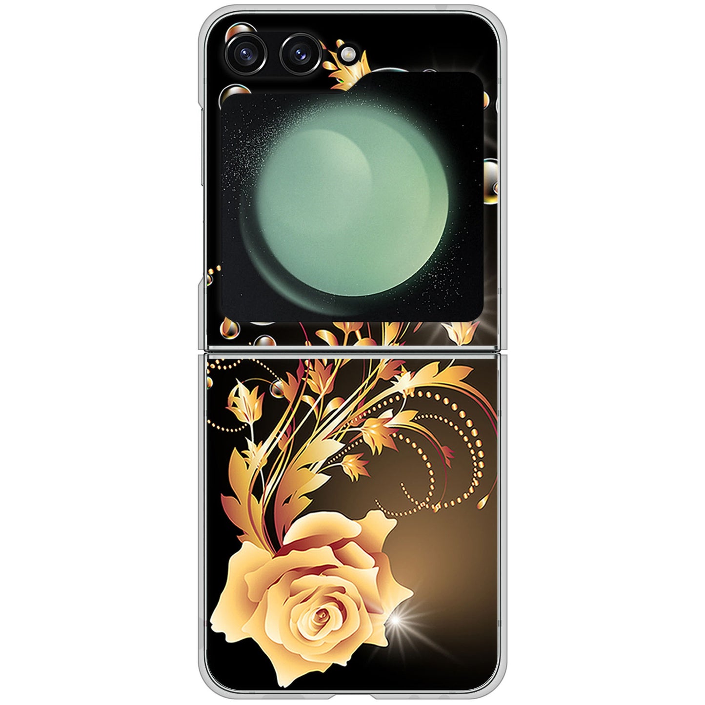 Galaxy Z Flip5 SC-54D docomo 高画質仕上げ 背面印刷 ハードケースロマンチックなバラ