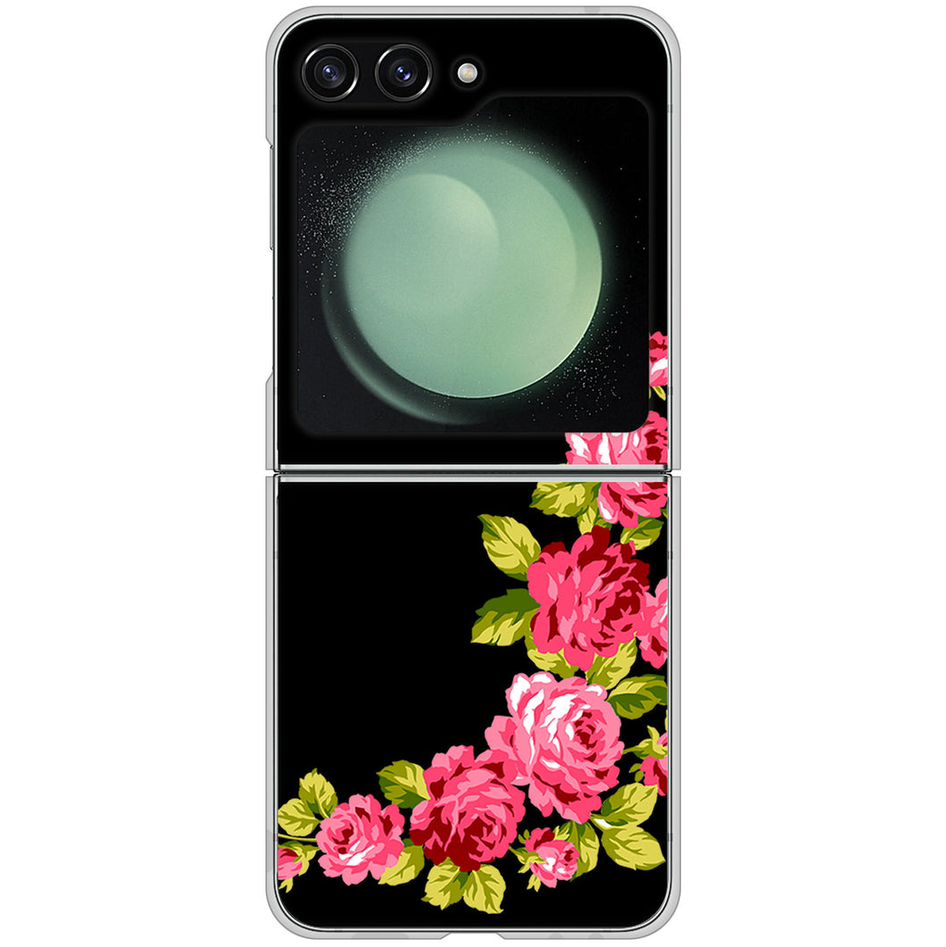 Galaxy Z Flip5 SC-54D docomo 高画質仕上げ 背面印刷 ハードケースロマンチックなバラ