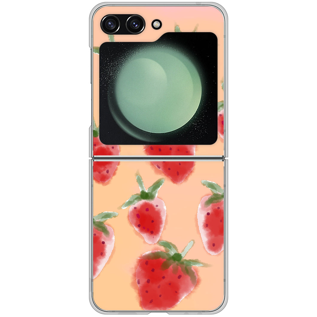Galaxy Z Flip5 SC-54D docomo 高画質仕上げ 背面印刷 ハードケースイチゴ 水彩