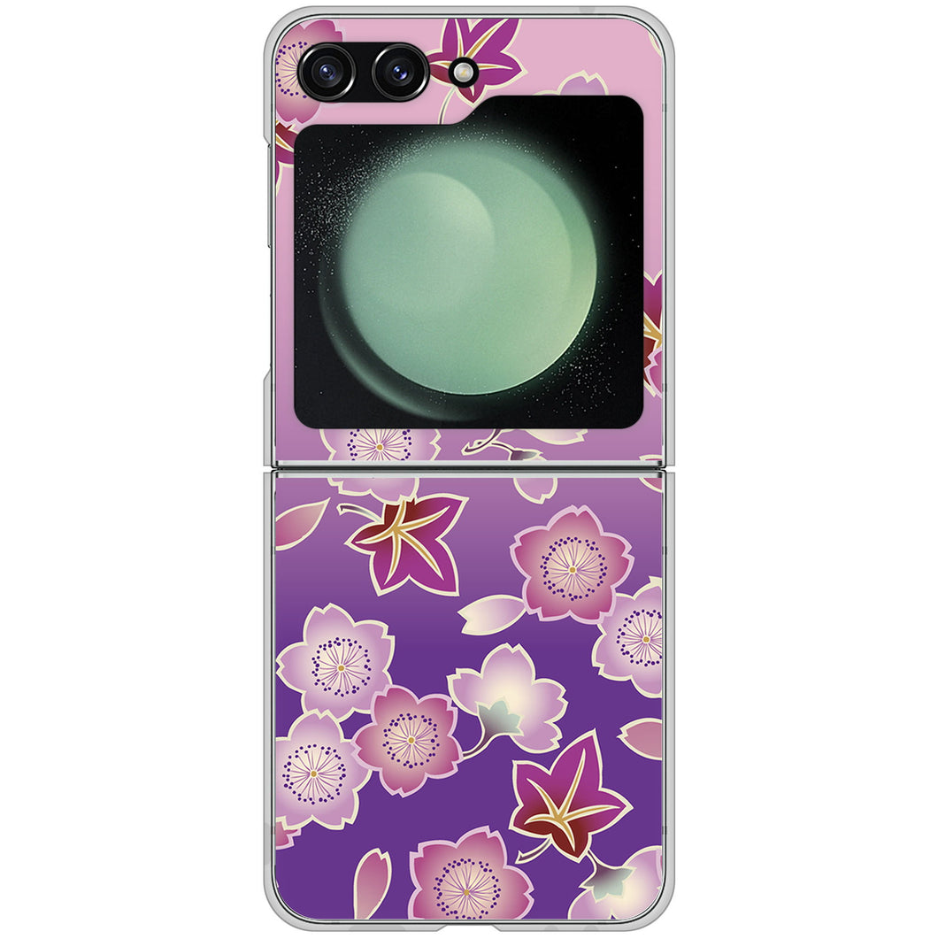 Galaxy Z Flip5 SC-54D docomo 高画質仕上げ 背面印刷 ハードケース和花柄