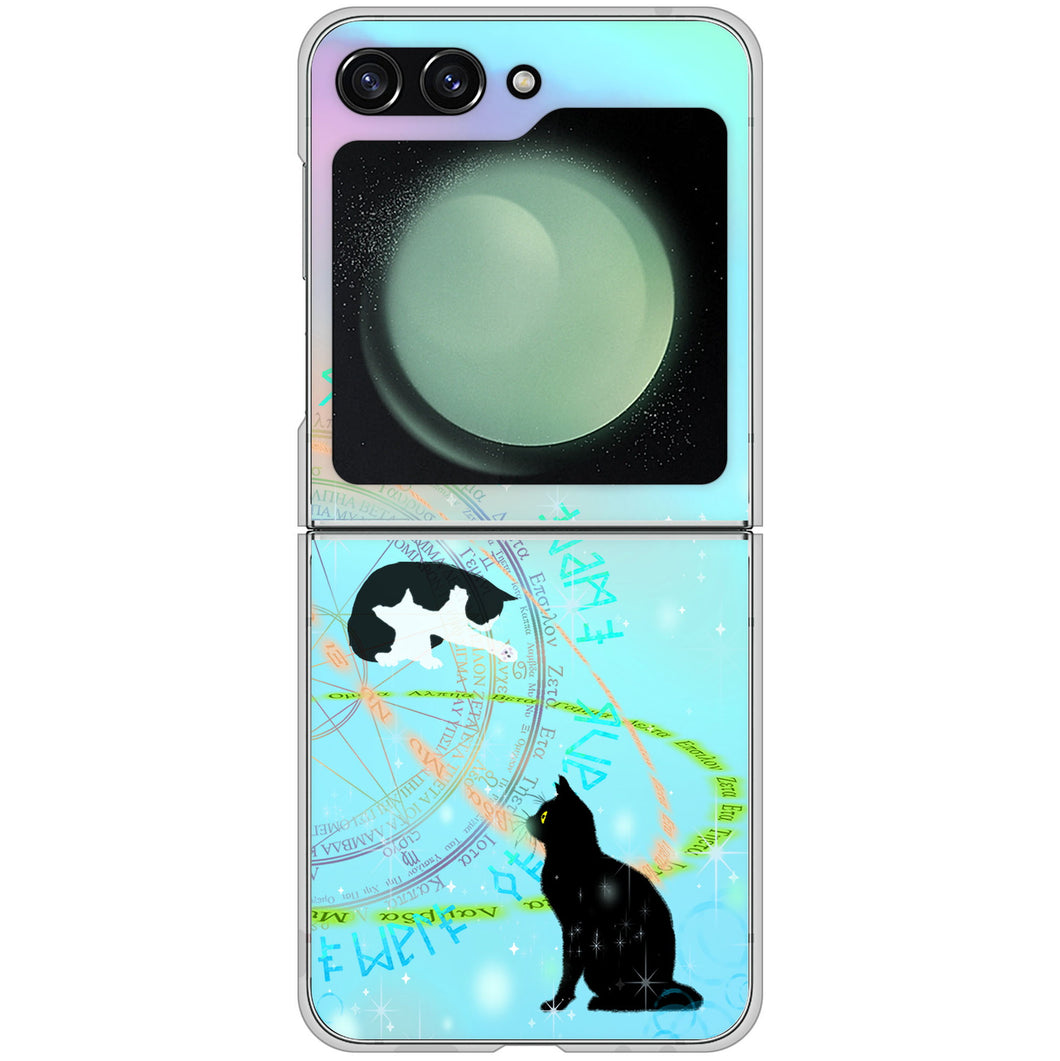 Galaxy Z Flip5 SC-54D docomo 高画質仕上げ 背面印刷 ハードケース魔法陣猫