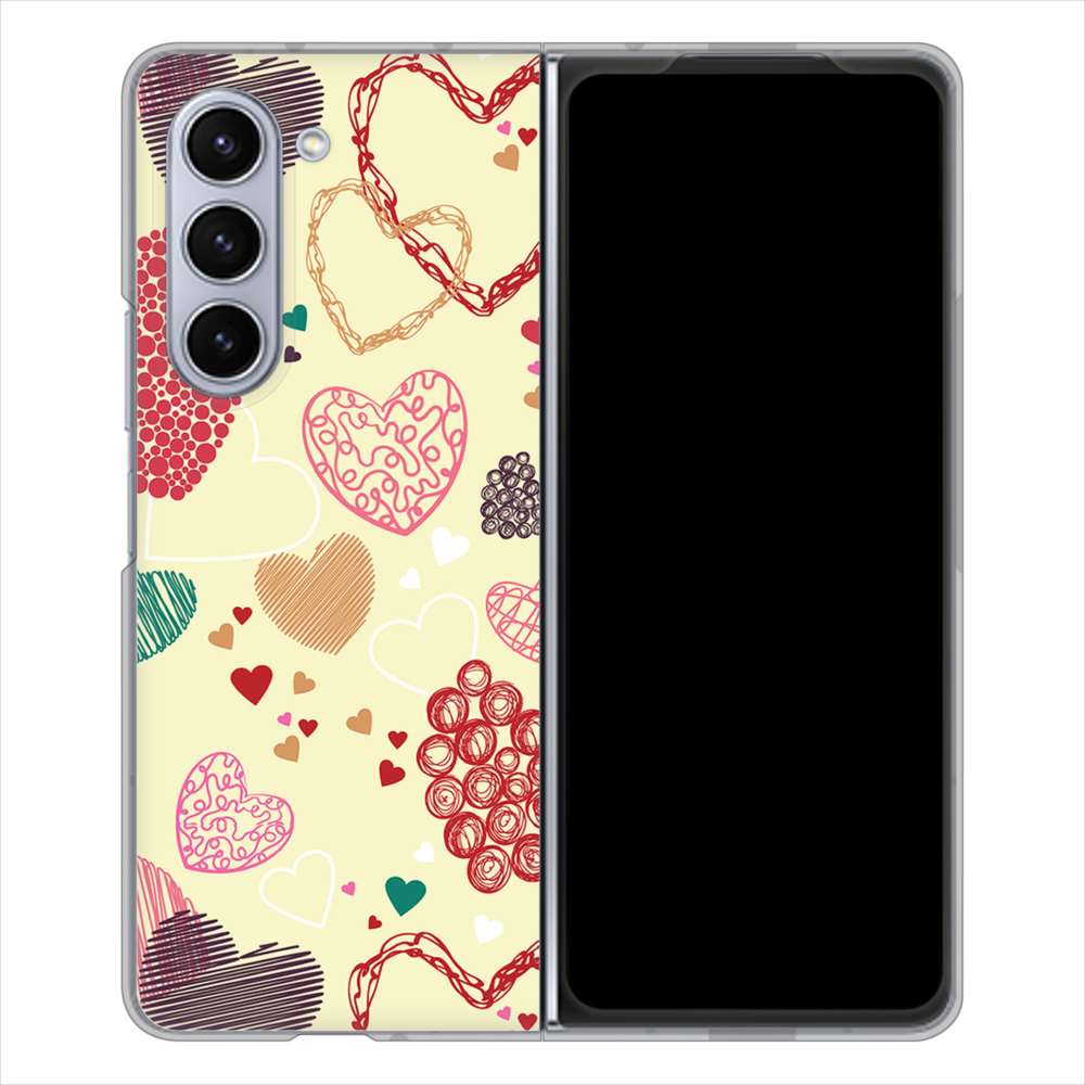 Galaxy Z Fold5 SC-55D docomo 高画質仕上げ 背面印刷 ハードケース 【480 素朴なハート】