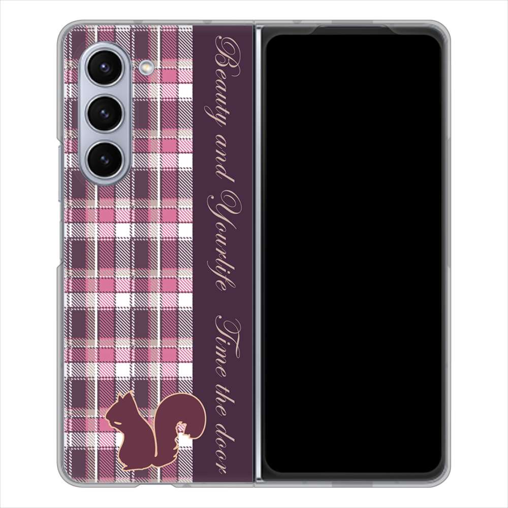 Galaxy Z Fold5 SC-55D docomo 高画質仕上げ 背面印刷 ハードケースピンクチェック