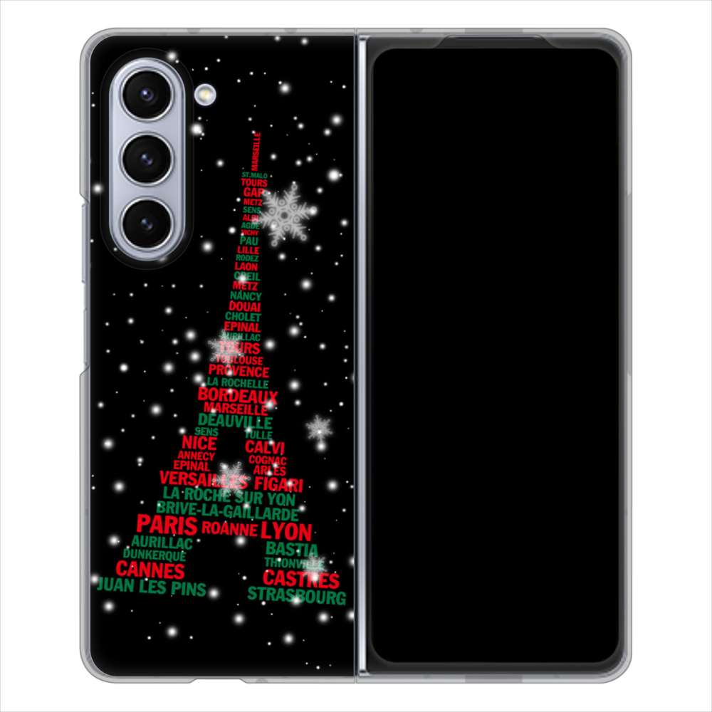 Galaxy Z Fold5 SC-55D docomo 高画質仕上げ 背面印刷 ハードケースエッフェル塔