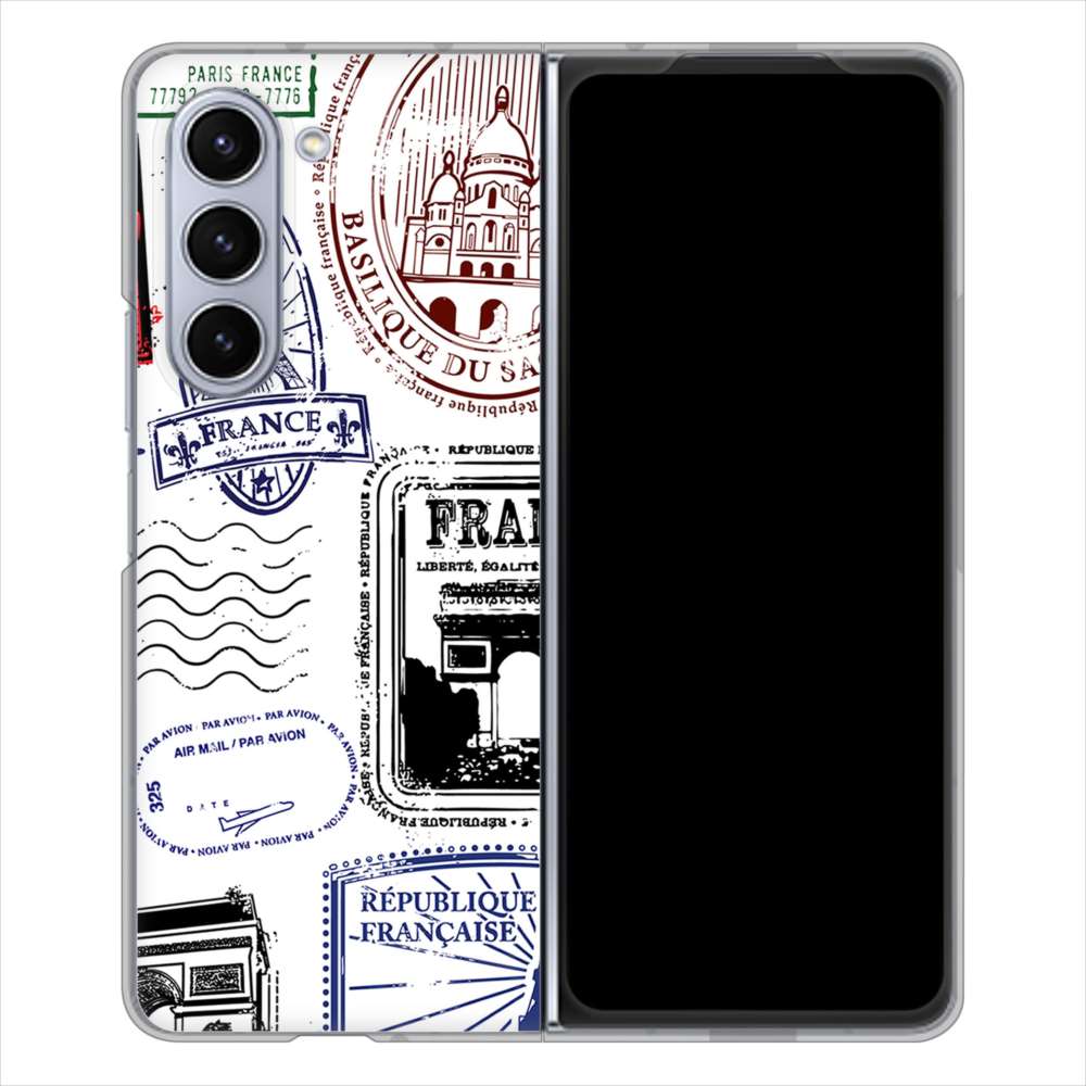 Galaxy Z Fold5 SC-55D docomo 高画質仕上げ 背面印刷 ハードケースLOVE フランス