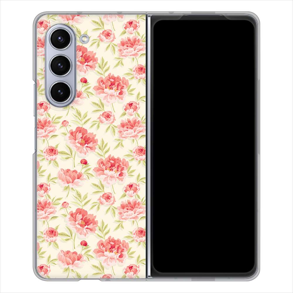 Galaxy Z Fold5 SC-55D docomo 高画質仕上げ 背面印刷 ハードケース北欧の小花