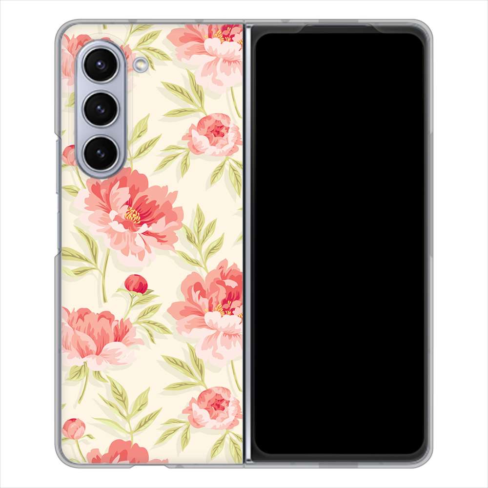Galaxy Z Fold5 SC-55D docomo 高画質仕上げ 背面印刷 ハードケース北欧の小花
