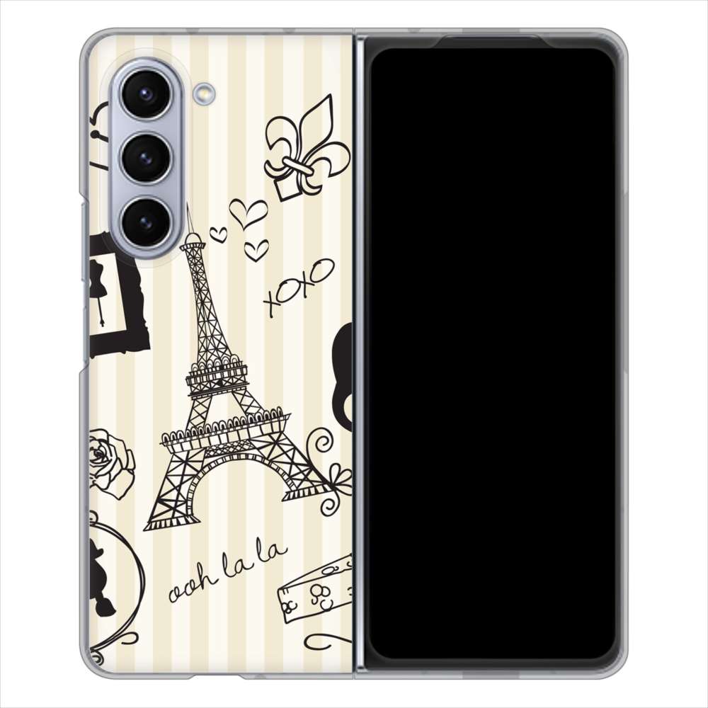 Galaxy Z Fold5 SC-55D docomo 高画質仕上げ 背面印刷 ハードケースLOVE フランス