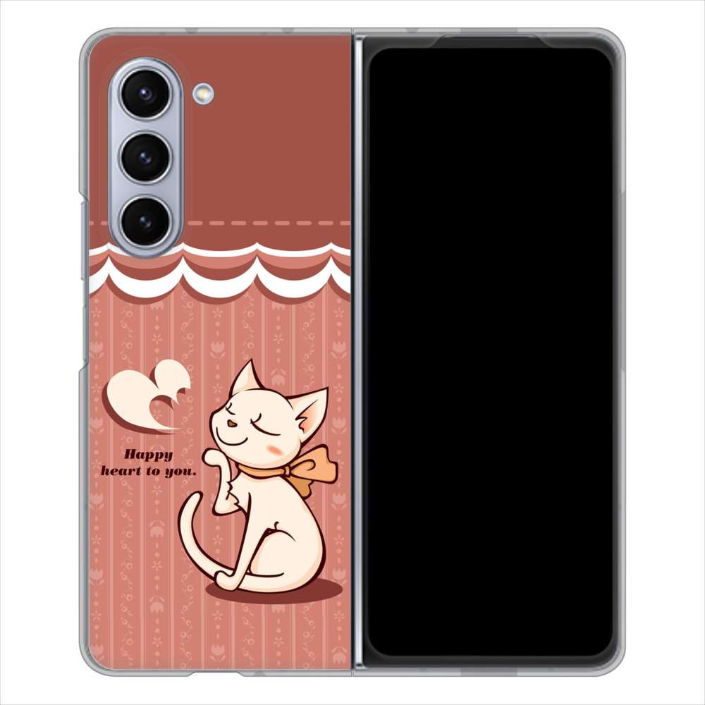 Galaxy Z Fold5 SC-55D docomo 高画質仕上げ 背面印刷 ハードケース 【1102 ネコの投げキッス】