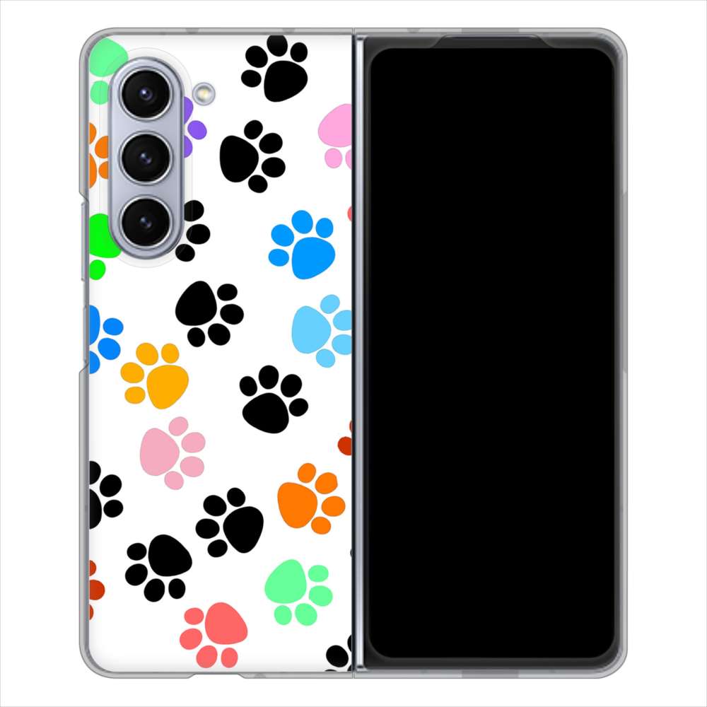 Galaxy Z Fold5 SC-55D docomo 高画質仕上げ 背面印刷 ハードケース 【1108 あしあとカラフル】