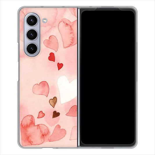 Galaxy Z Fold5 SC-55D docomo 高画質仕上げ 背面印刷 ハードケース 【1125 ハートの和紙】