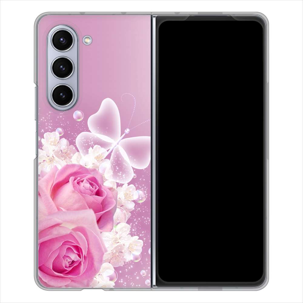 Galaxy Z Fold5 SC-55D docomo 高画質仕上げ 背面印刷 ハードケースロマンチックなバラ