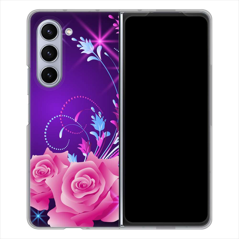 Galaxy Z Fold5 SC-55D docomo 高画質仕上げ 背面印刷 ハードケースロマンチックなバラ