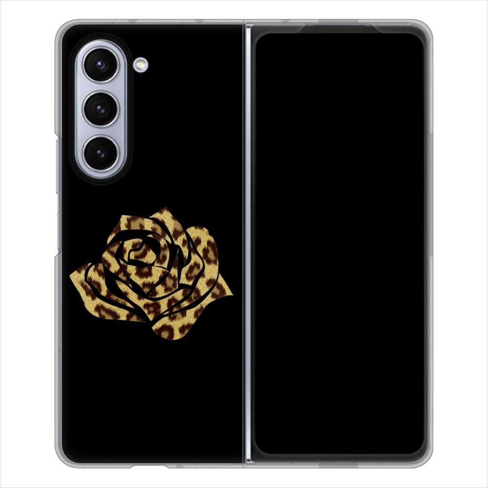 Galaxy Z Fold5 SC-55D docomo 高画質仕上げ 背面印刷 ハードケース 【1184 ヒョウのバラ(茶)】