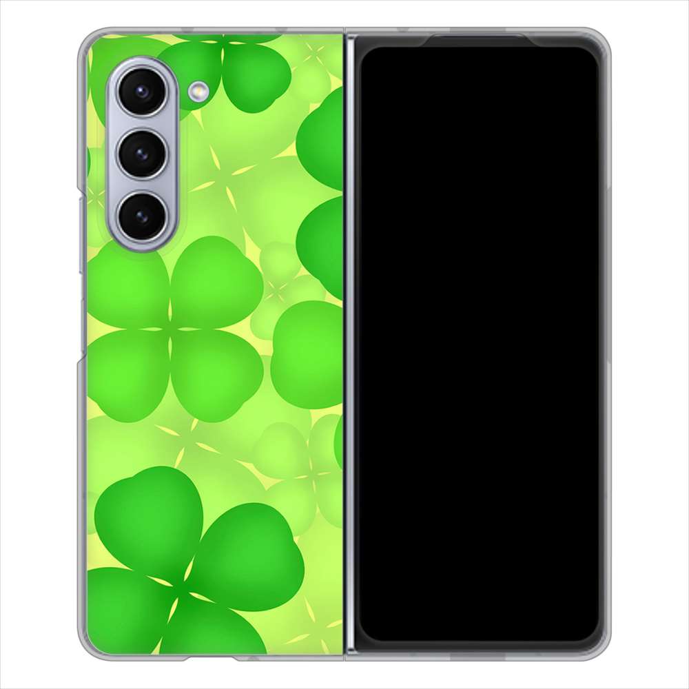 Galaxy Z Fold5 SC-55D docomo 高画質仕上げ 背面印刷 ハードケース 【1297 四つ葉のクローバー】