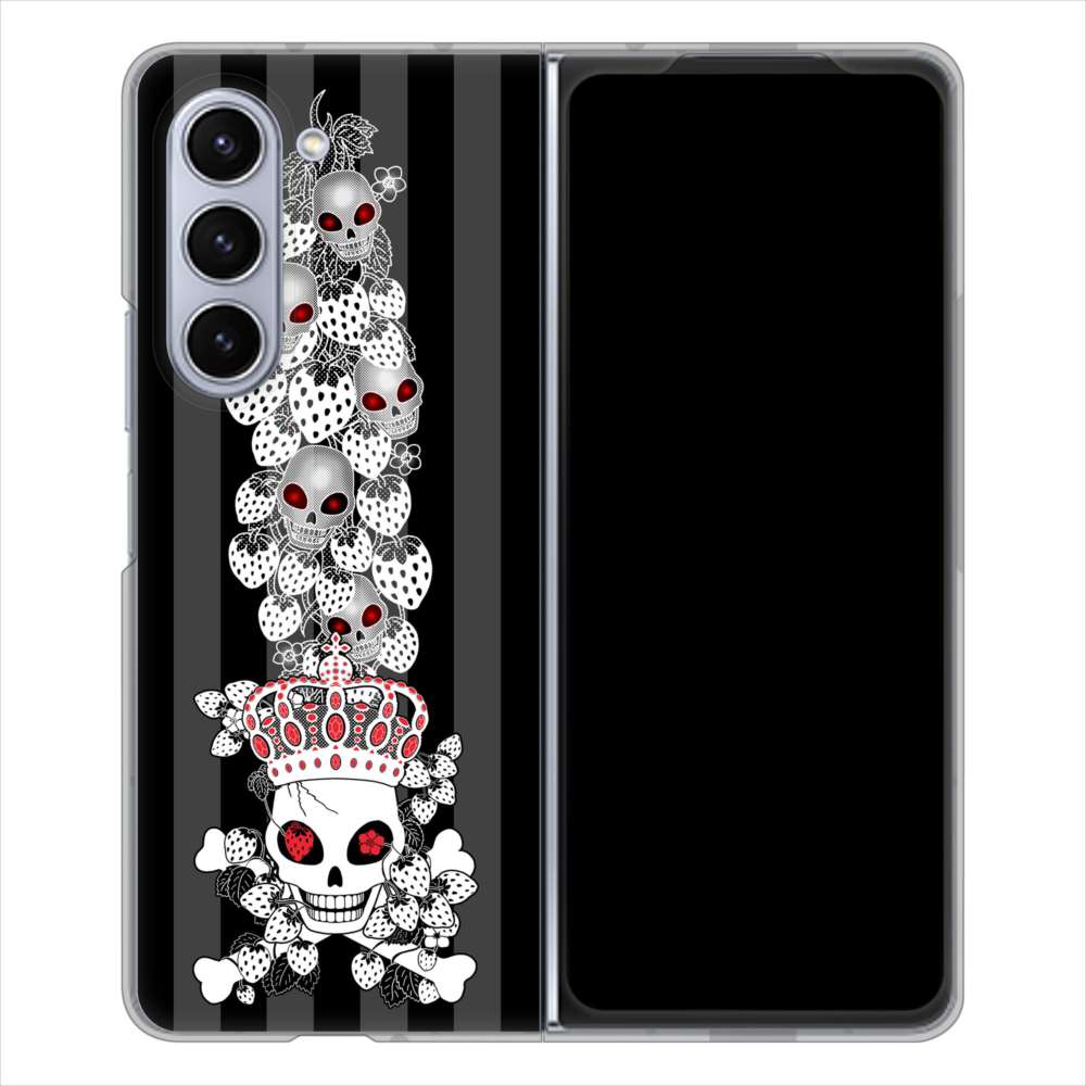 Galaxy Z Fold5 SC-55D docomo 高画質仕上げ 背面印刷 ハードケースむかいあぐる 苺骸骨王冠蔦
