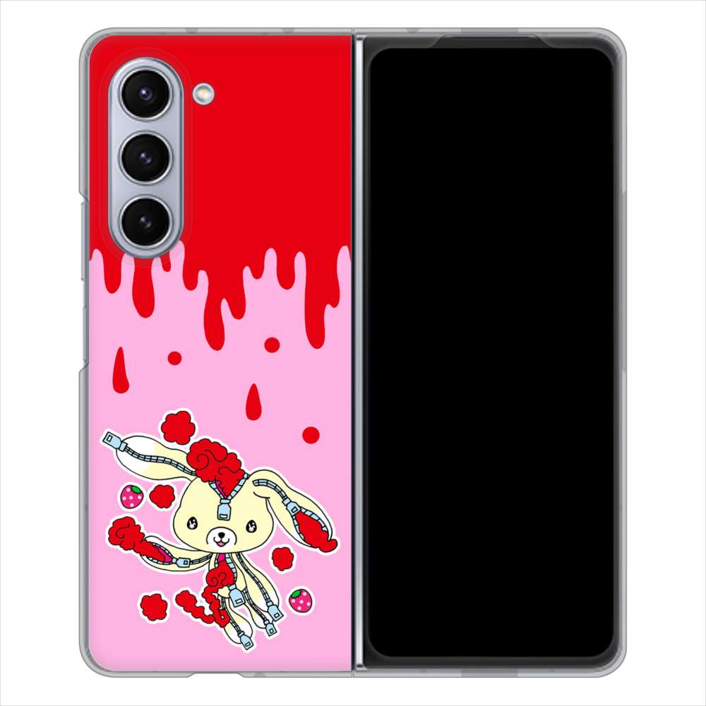 Galaxy Z Fold5 SC-55D docomo 高画質仕上げ 背面印刷 ハードケースむかいあぐる ジッパーうさぎのジッピョン