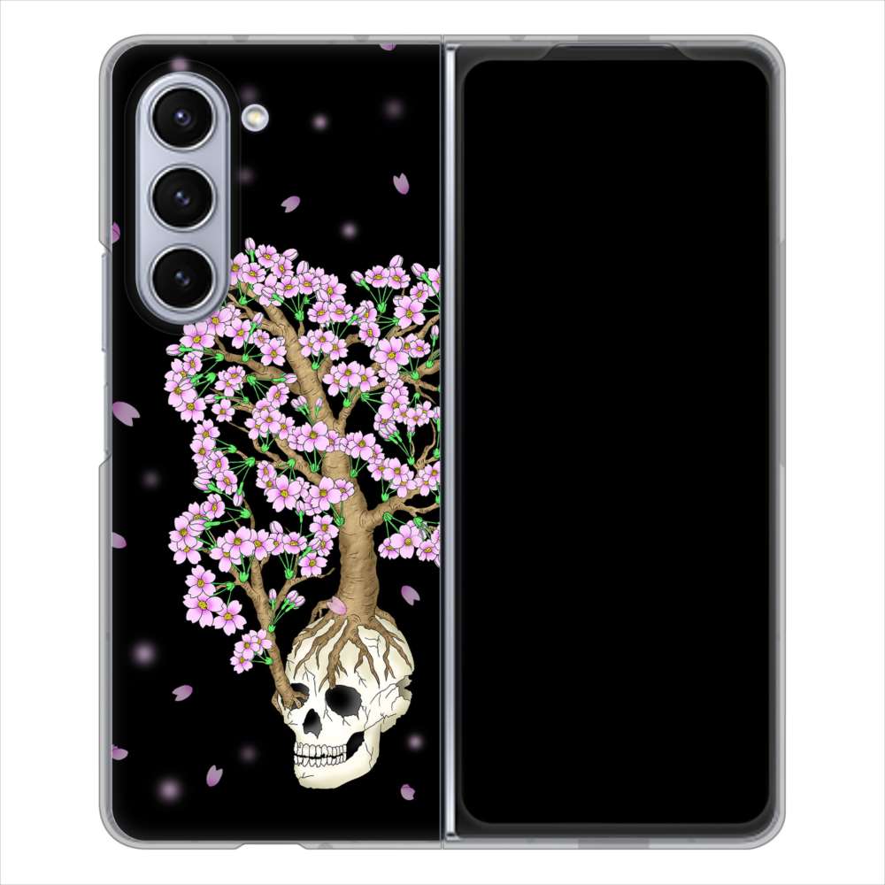 Galaxy Z Fold5 SC-55D docomo 高画質仕上げ 背面印刷 ハードケースむかいあぐる 苺骸骨王冠蔦