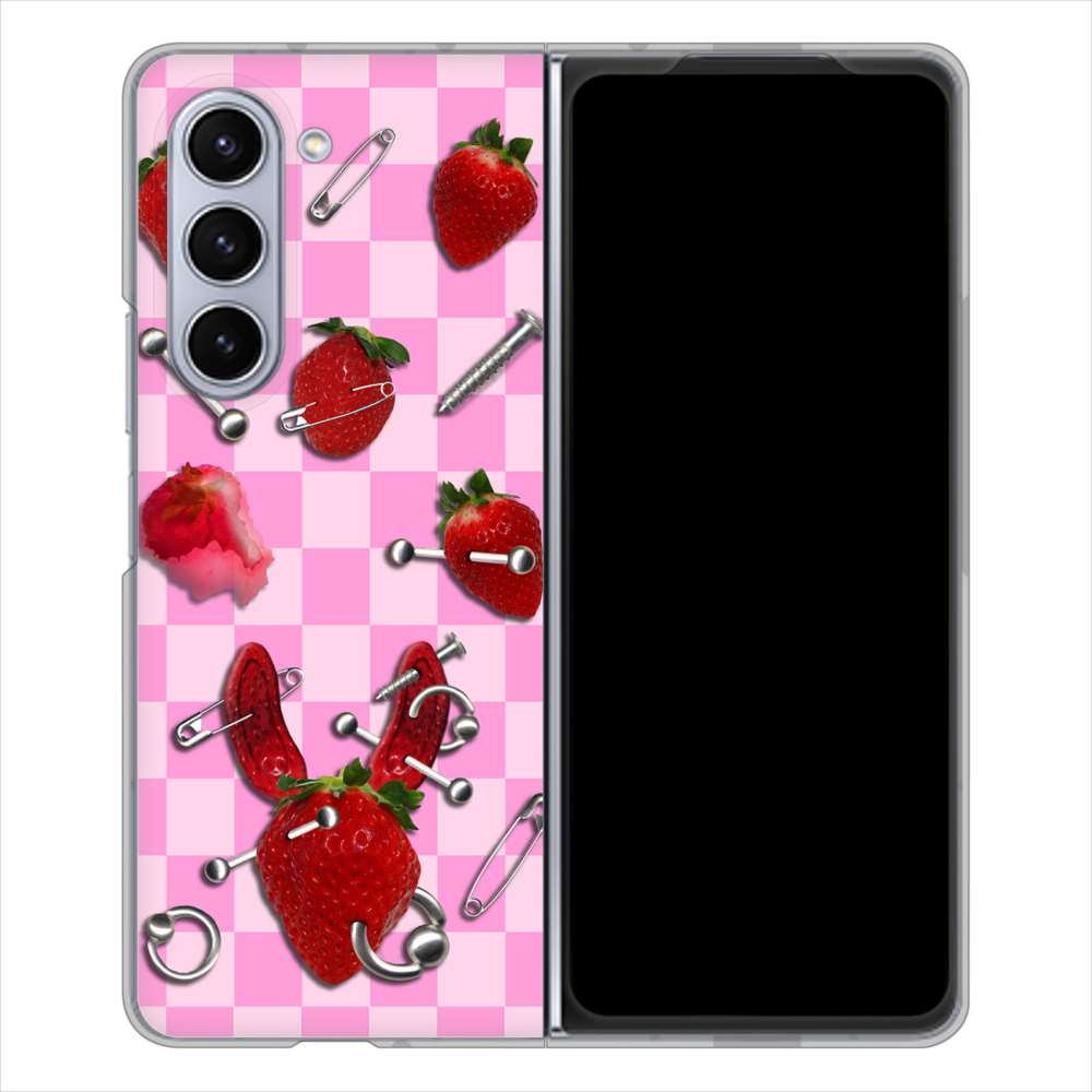 Galaxy Z Fold5 SC-55D docomo 高画質仕上げ 背面印刷 ハードケースむかいあぐる 苺パンク