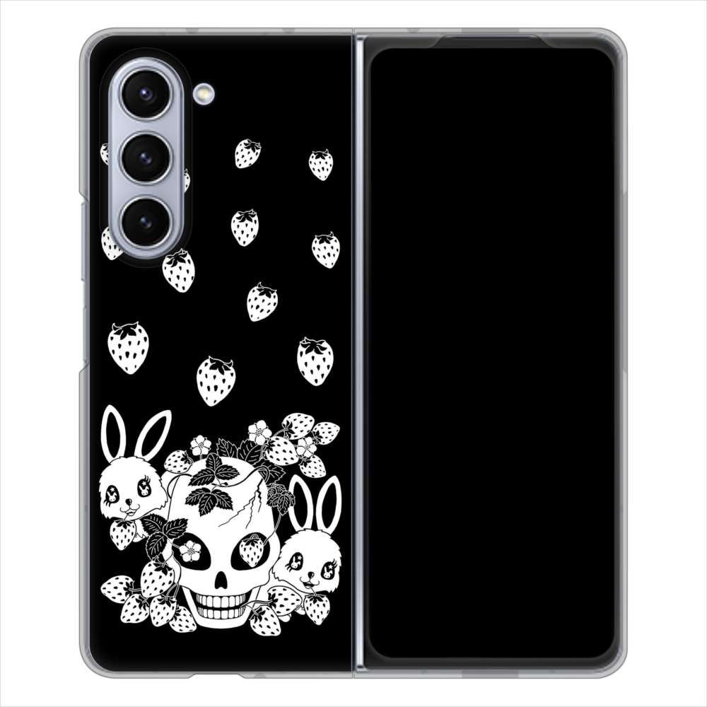 Galaxy Z Fold5 SC-55D docomo 高画質仕上げ 背面印刷 ハードケースむかいあぐる 苺兎