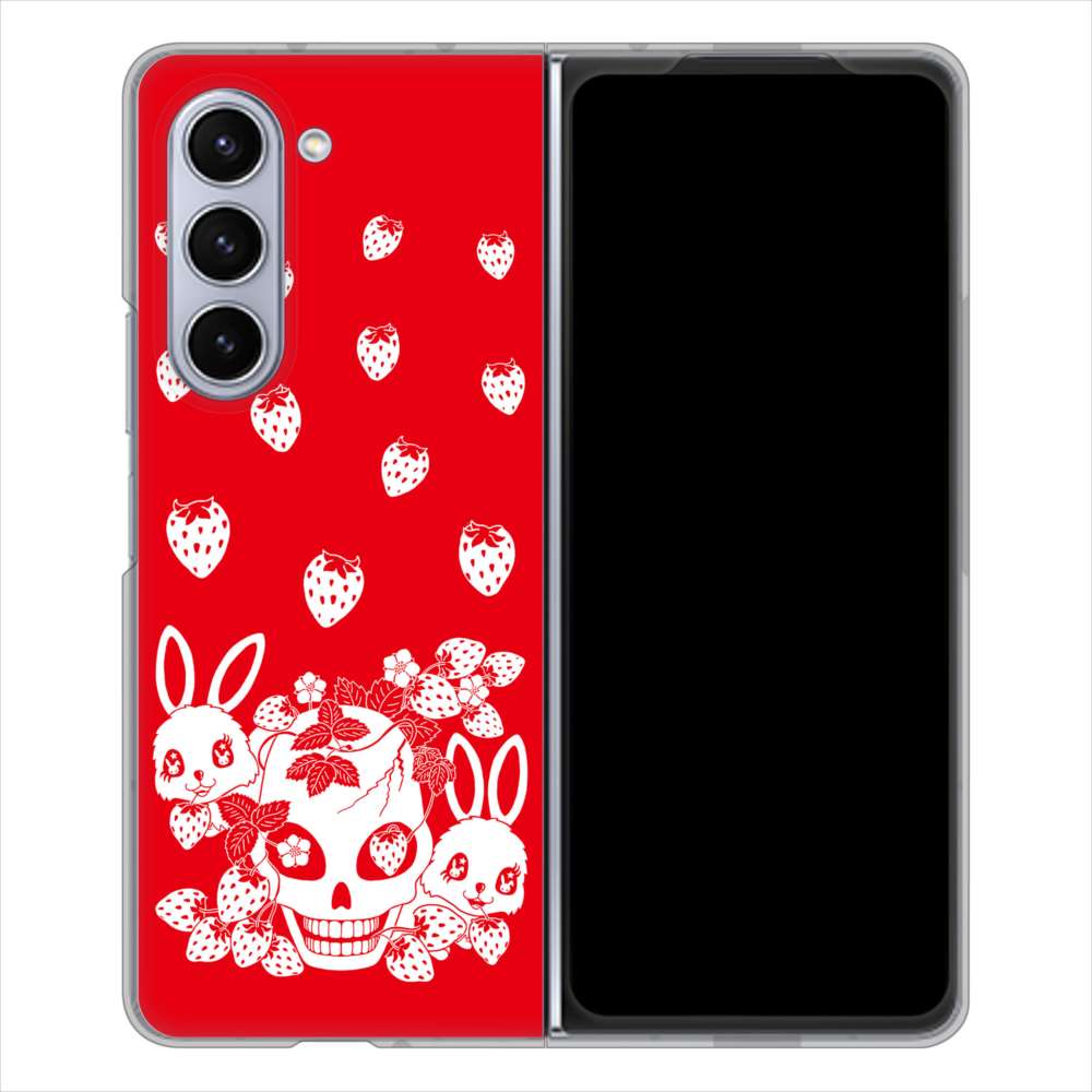 Galaxy Z Fold5 SC-55D docomo 高画質仕上げ 背面印刷 ハードケースむかいあぐる 苺兎