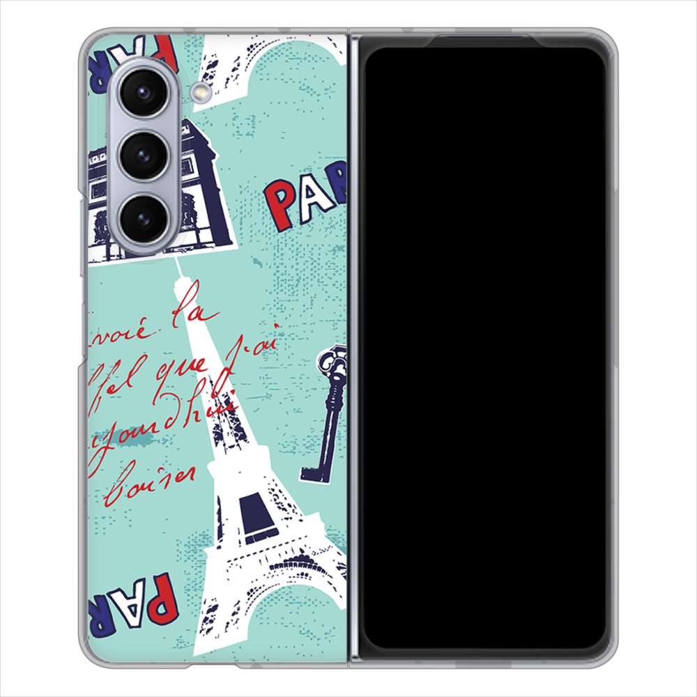 Galaxy Z Fold5 SC-55D docomo 高画質仕上げ 背面印刷 ハードケースビューティフルパリレッド