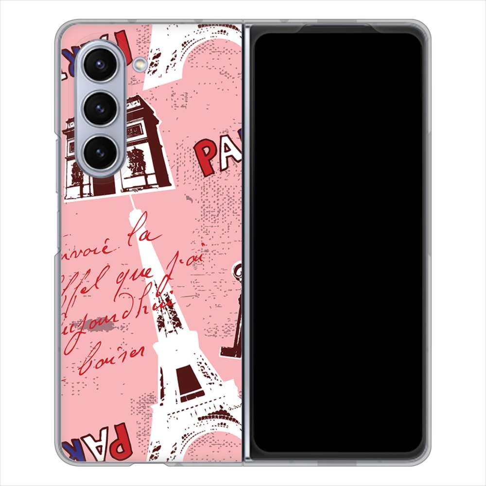 Galaxy Z Fold5 SC-55D docomo 高画質仕上げ 背面印刷 ハードケースビューティフルパリレッド