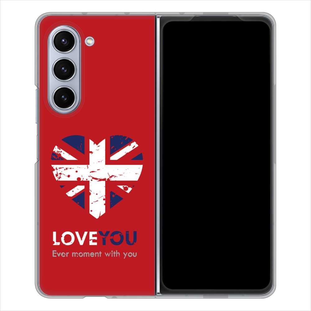 Galaxy Z Fold5 SC-55D docomo 高画質仕上げ 背面印刷 ハードケースユニオンジャックハート