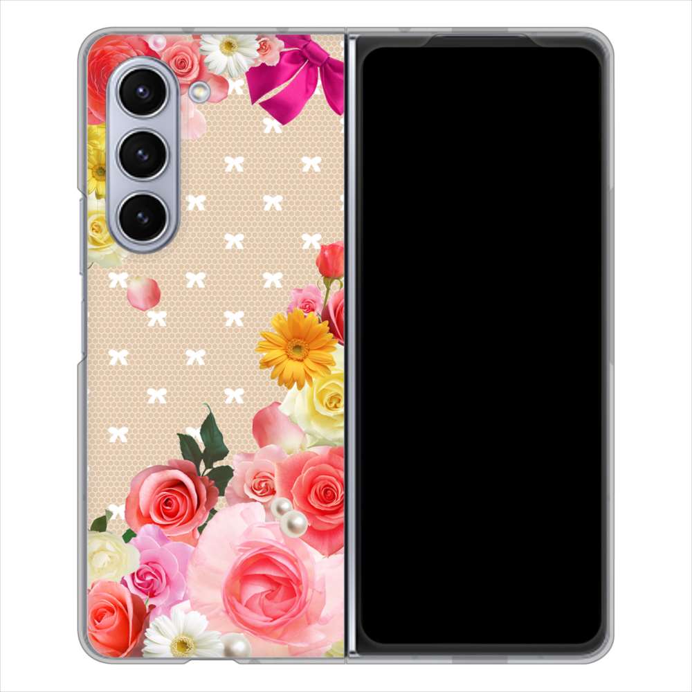 Galaxy Z Fold5 SC-55D docomo 高画質仕上げ 背面印刷 ハードケースロマンチックなバラ