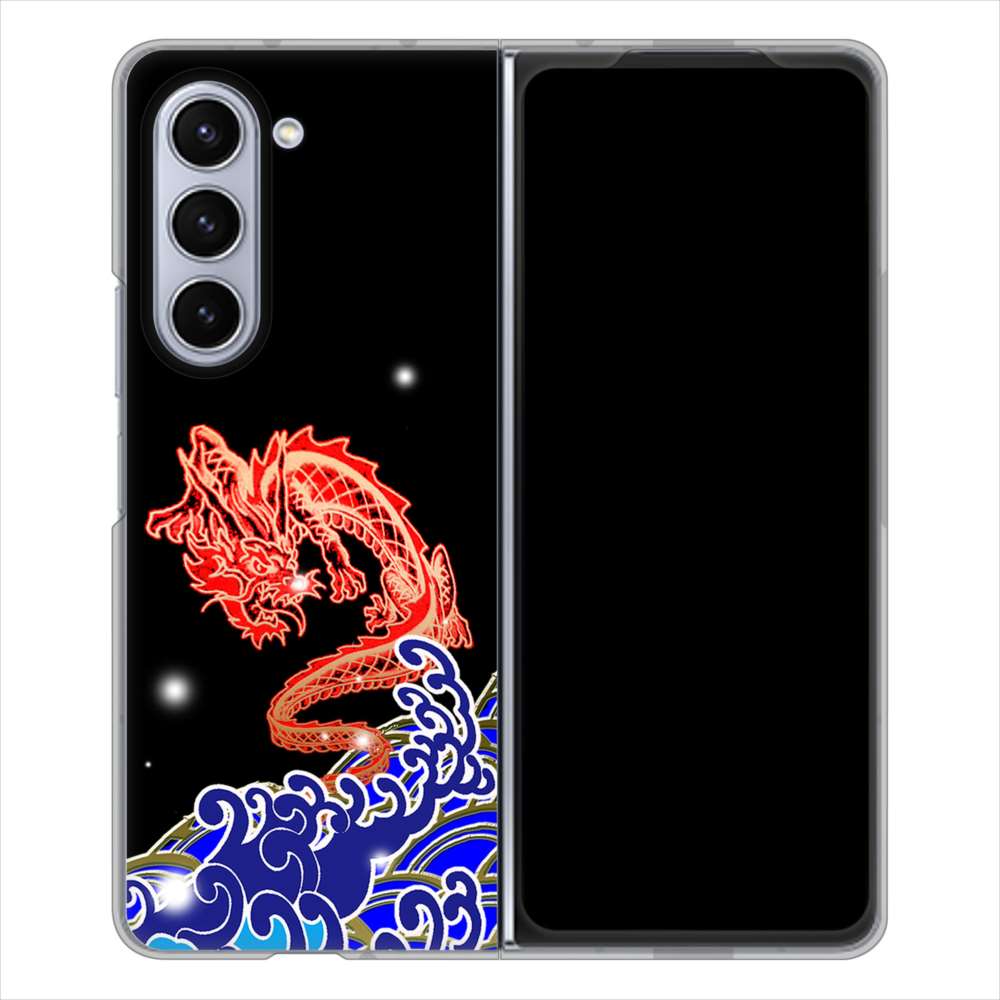 Galaxy Z Fold5 SC-55D docomo 高画質仕上げ 背面印刷 ハードケース水竜