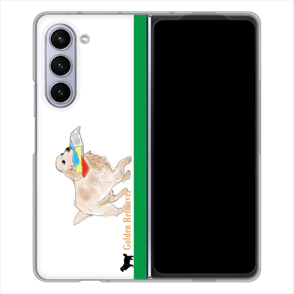 Galaxy Z Fold5 SC-55D docomo 高画質仕上げ 背面印刷 ハードケースゴールデンレトリバー
