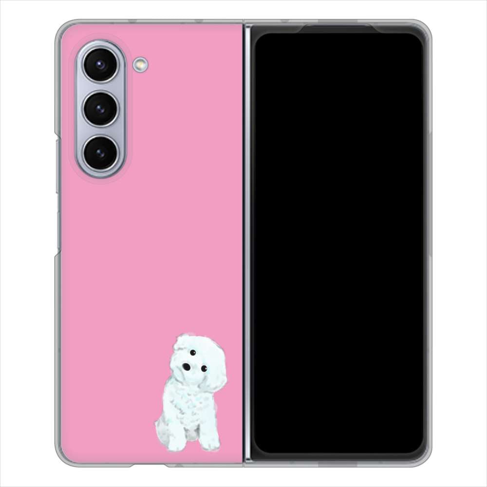 Galaxy Z Fold5 SC-55D docomo 高画質仕上げ 背面印刷 ハードケーストイプードルホワイト