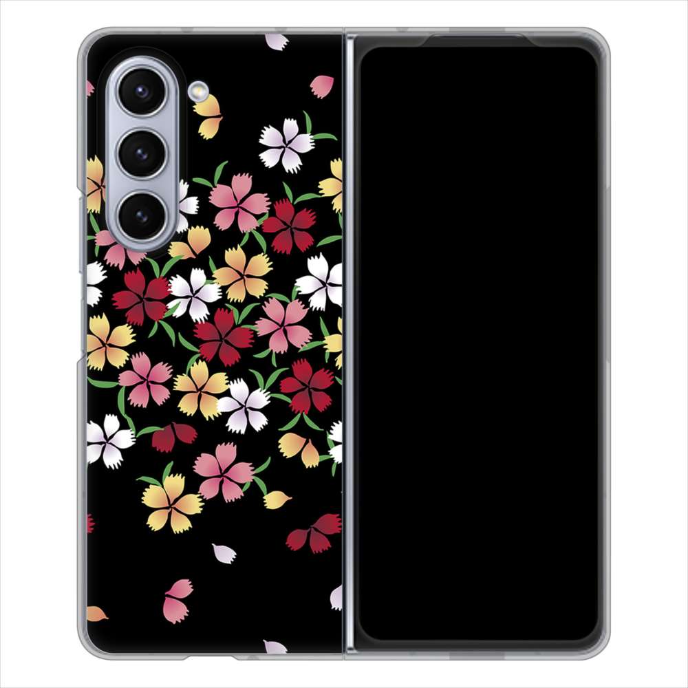 Galaxy Z Fold5 SC-55D docomo 高画質仕上げ 背面印刷 ハードケース和花柄