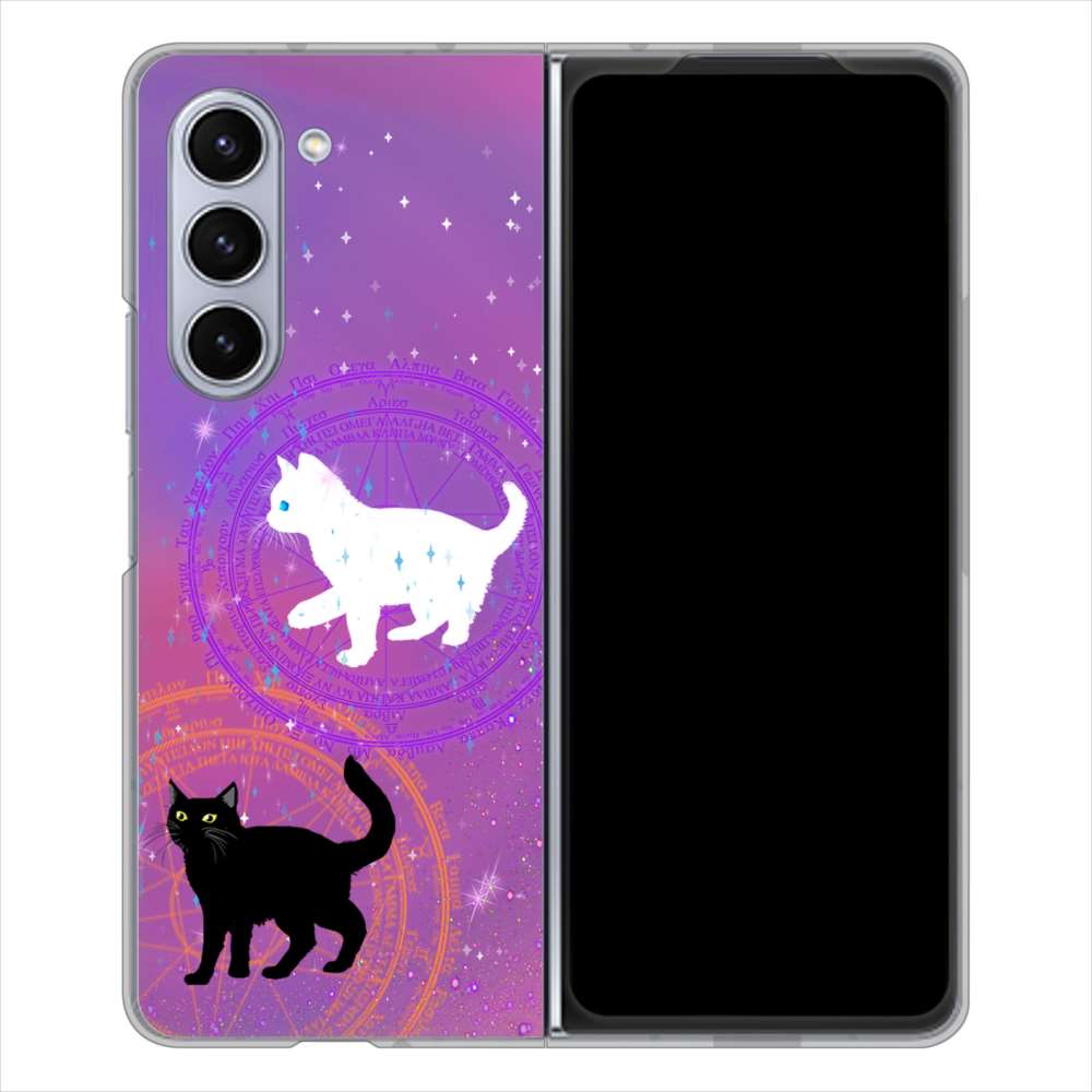 Galaxy Z Fold5 SC-55D docomo 高画質仕上げ 背面印刷 ハードケース魔法陣猫